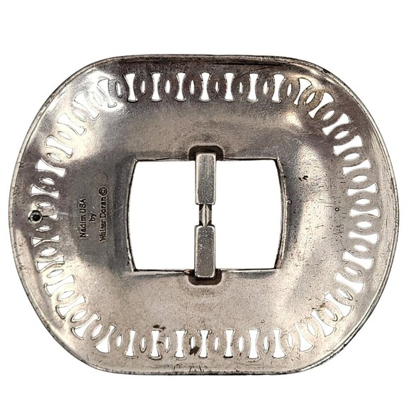 Vintage Walter Doran Western Silver Slotted Buckle 3.5"X3" - Picture 2 of 7